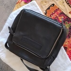 Men's Black Leather Crossbody Bag
